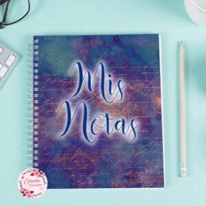 Cuaderno fondo azul con letras doradas - A5