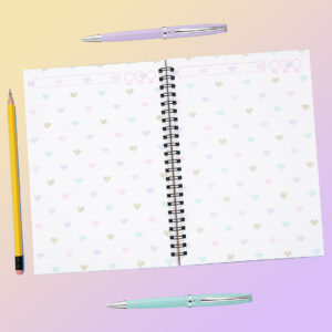 hojas corazones de colores