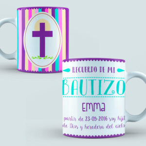 Taza Bautizo con rayas claras