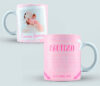 Taza Bautizo color rosa y blanca