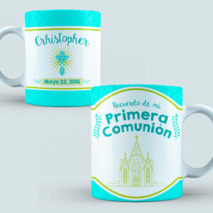 Taza Comunión color verde y dorado