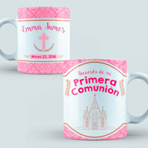 Taza Comunión color rosa y marroncito