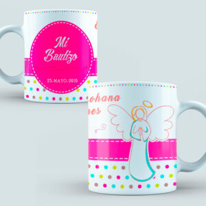 Taza Bautizo Ángel color rosa