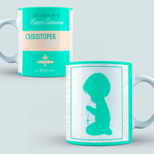 Taza Comunión color verde y crema