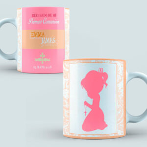 Taza Comunión color rosa y marroncito
