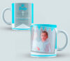 Taza Bautizo color azul y gris