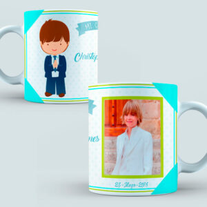 Taza Comunión color aguamarina y blanco