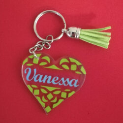 LLAVERO CORAZON VERDE Y AZUL