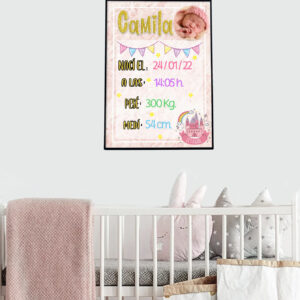 Cuadro Nacimiento niña rosa