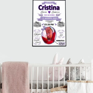 Cuadro Nacimiento niña Morado