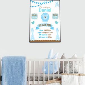 Cuadro Nacimiento niño León azul