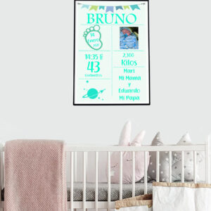 Cuadro Nacimiento niño verde