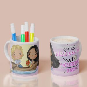 Taza Pocahontas y John Smith - Princesas Disney