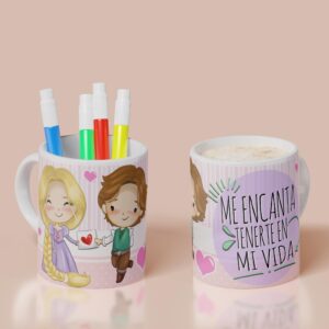 Taza Rapunzel y Flynn - Princesas Disney