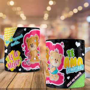 Taza San Valentín - Te amo demasiado - fondo negro