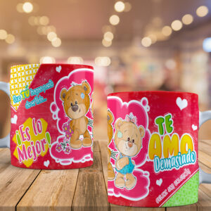 Taza San Valentín - Te amo demasiado - fondo rojo