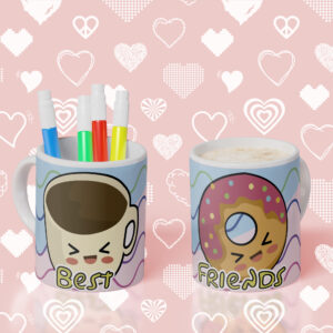 2 Tazas Best Friends - Café y Donut
