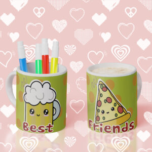 2 Tazas Best Friends - Cerveza y Pizza