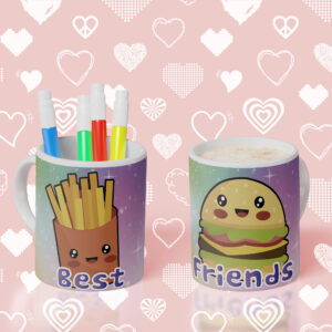 2 Tazas Best Friends - Patatas fritas y Hamburguesa
