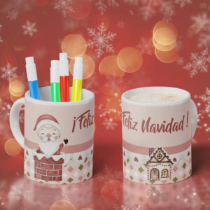 05 Taza de Navidad Papá Noel Chimenea