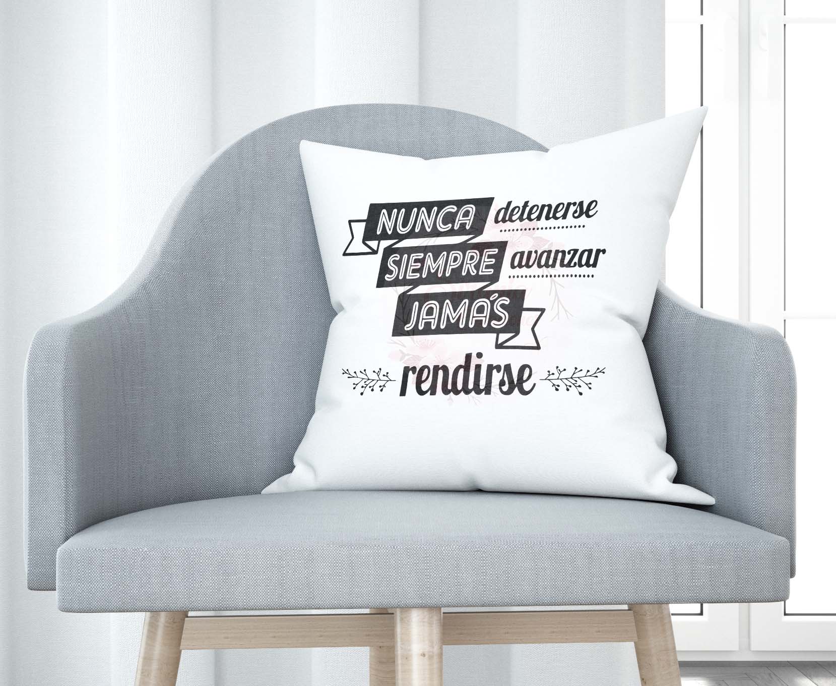Cojín tacto algodón - Nunca detenerse, siempre avanzar, jamás rendirse