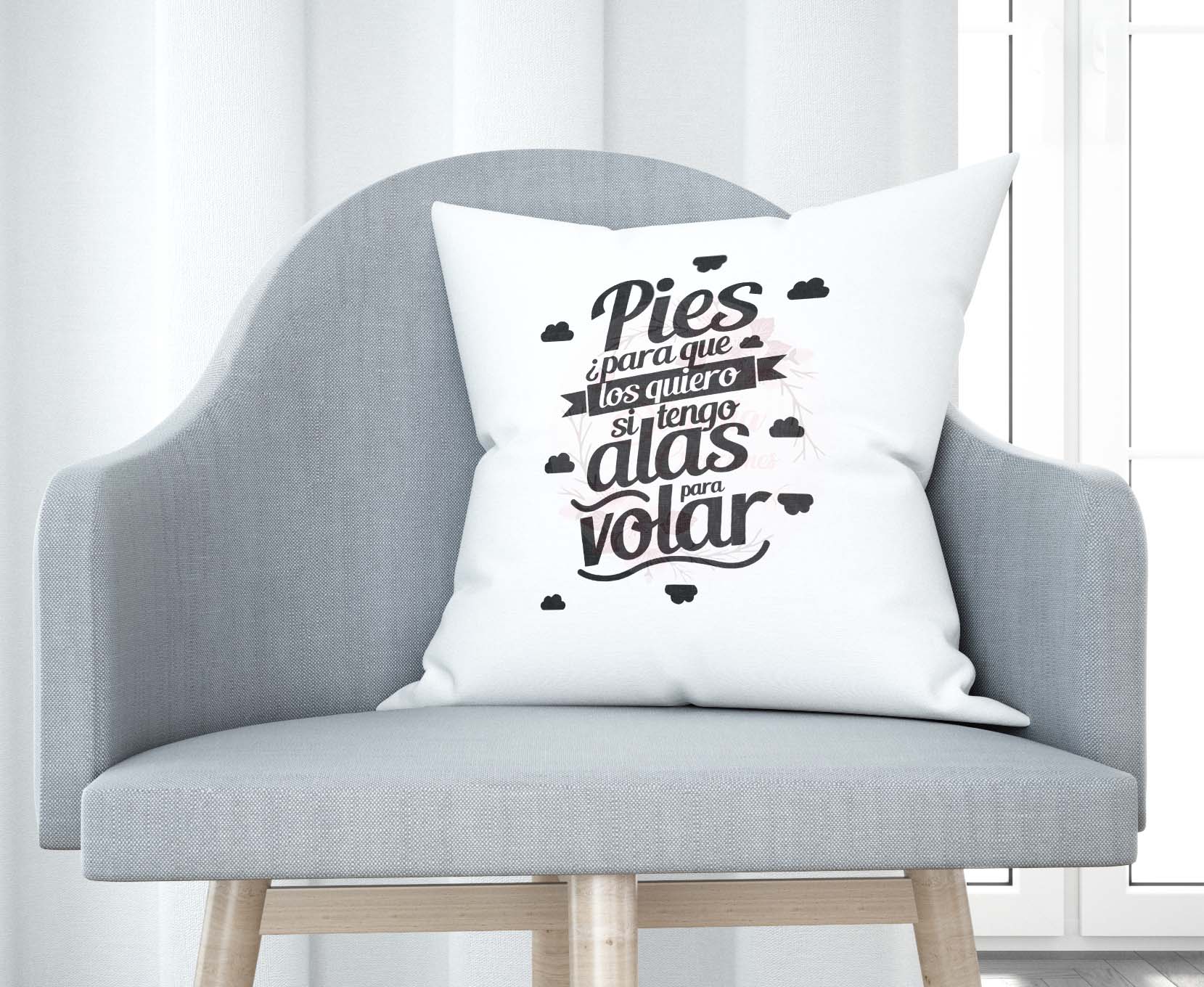Cojín tacto algodón - Pies para que los quiero si tengo alas para volar