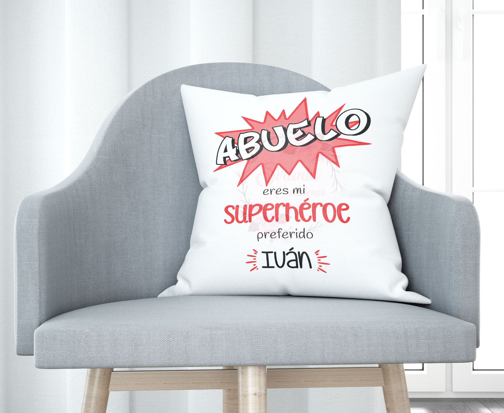 Cojín tacto algodón - Abuelo eres mi superhéroe preferido + (nombre)