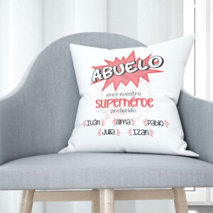 Cojín tacto algodón - Abuelo eres nuestro superhéroe preferido + (nombres)