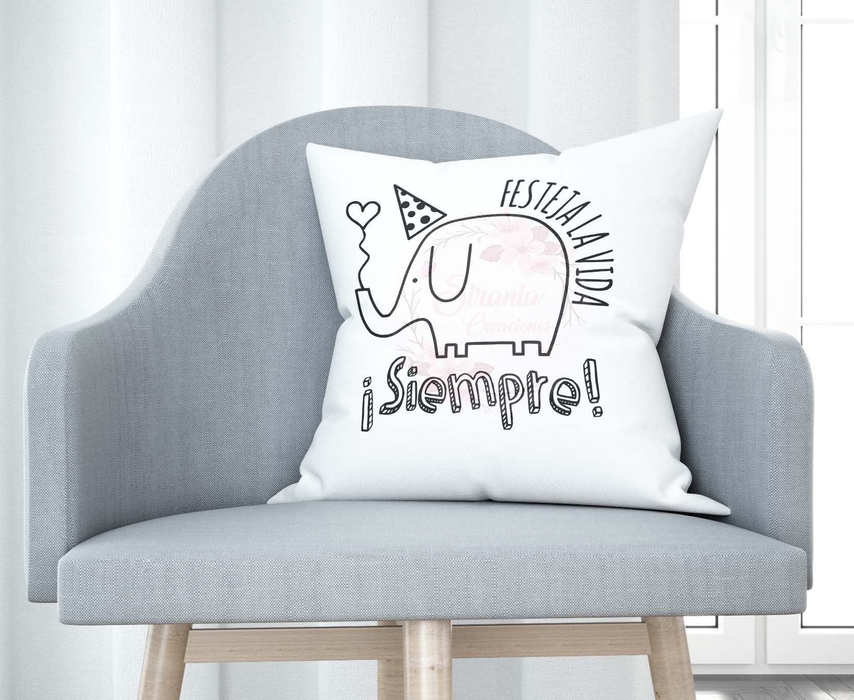 Cojín tacto algodón - Festeja la vida siempre