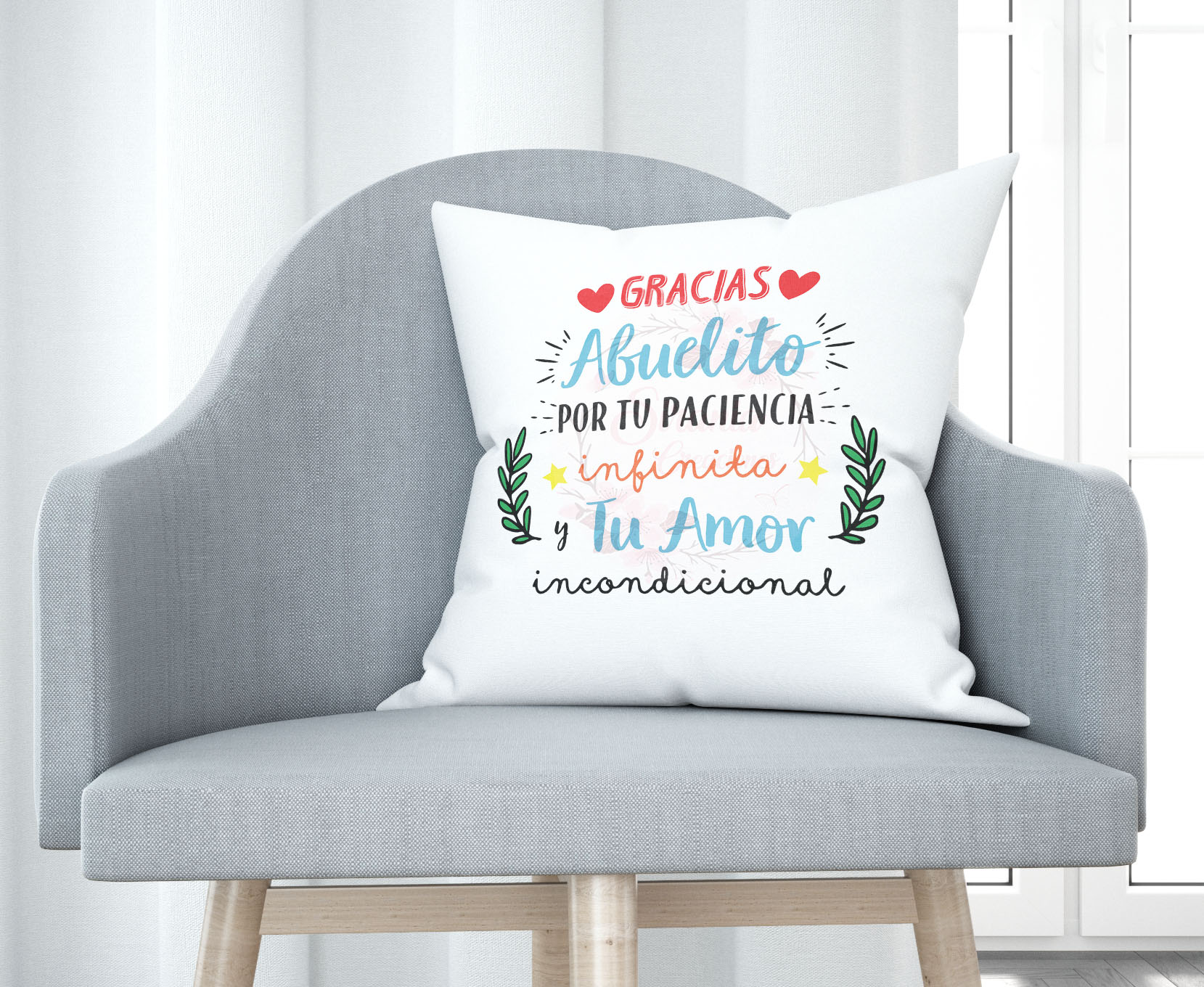 Cojín tacto algodón - Gracias abuelito por tu paciencia infinita y tu amor incondicional