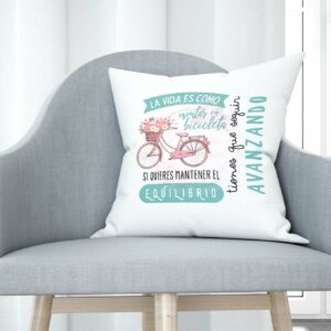 Cojín tacto algodón - La vida es como montar en bicicleta...