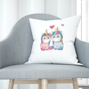 Cojín tacto algodón - Pareja de unicornios