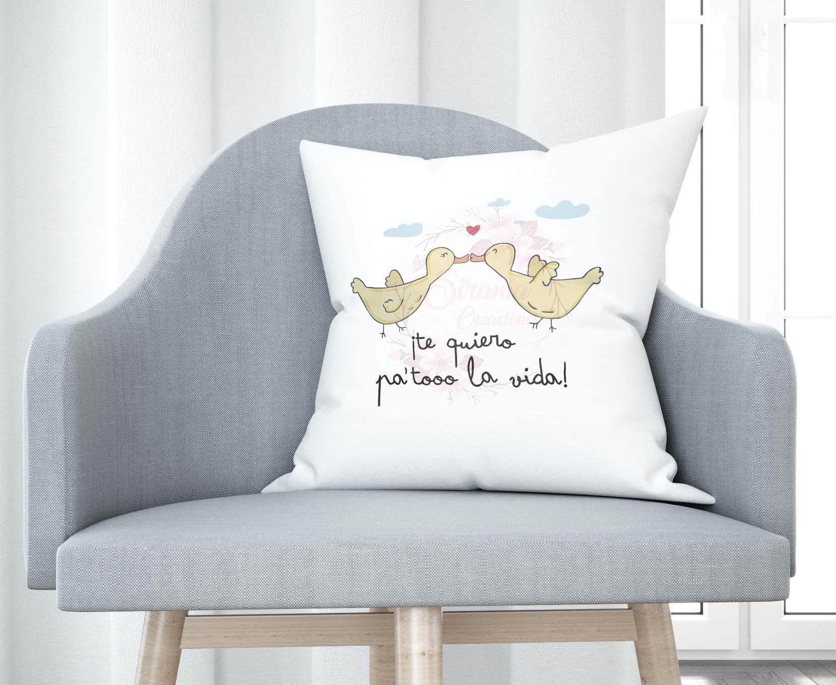 Cojín tacto algodón - ¡Te quiero pa´tooo la vida!