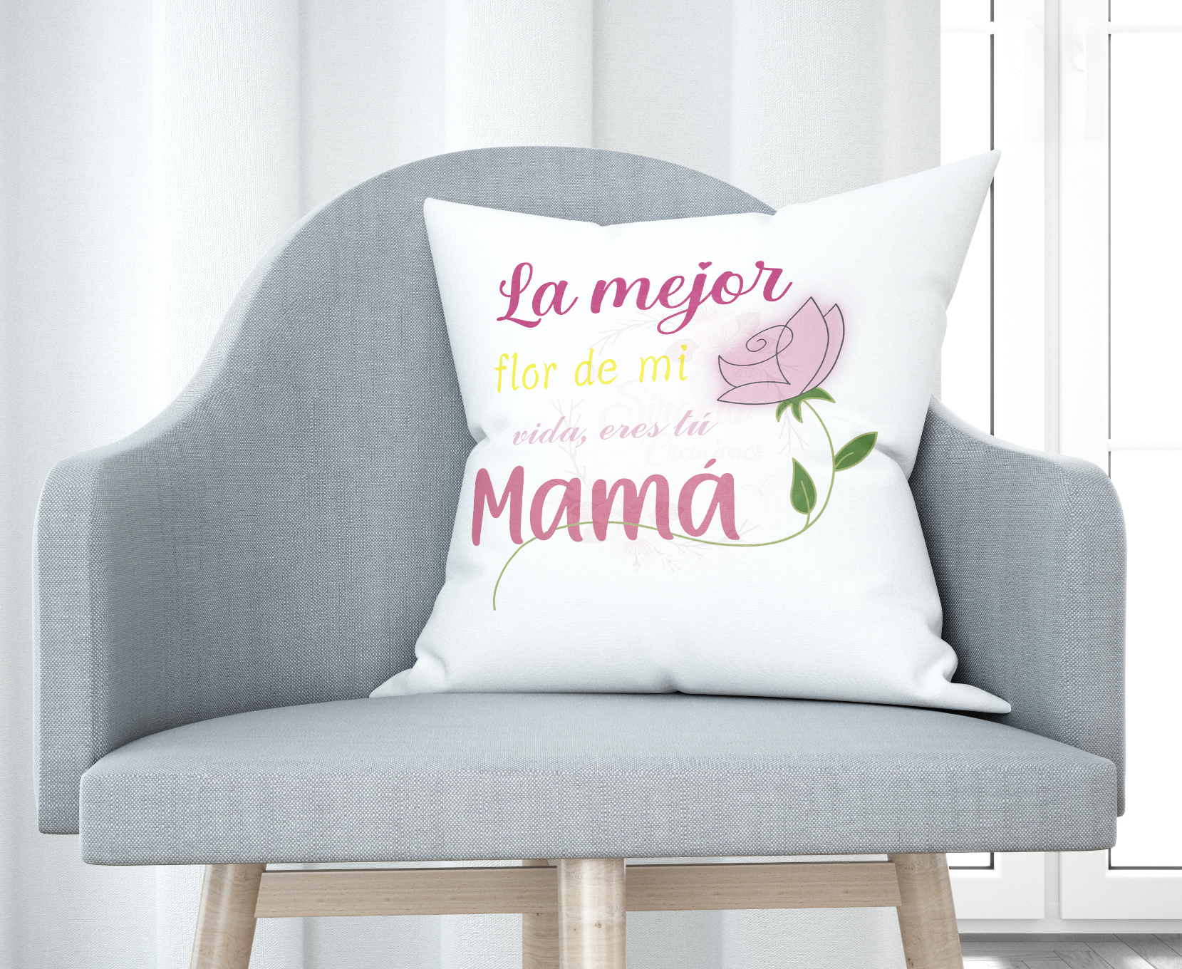 Cojín tacto algodón - La mejor flor de mi vida eres tú, mamá