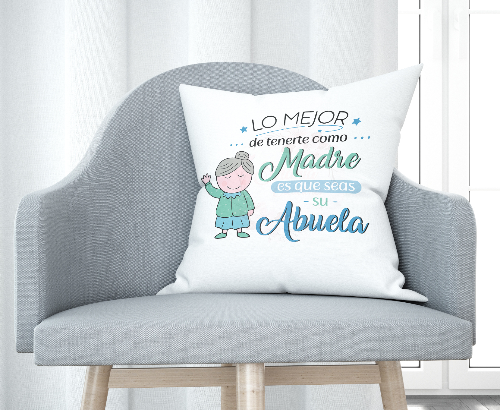 Cojín tacto algodón - Lo mejor de tenerte como madre es que seas su abuela