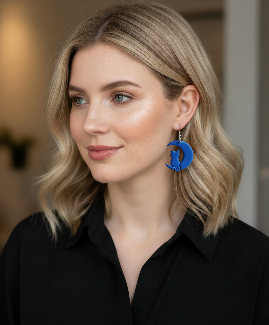 Modelo pendientes CatMoon Azules