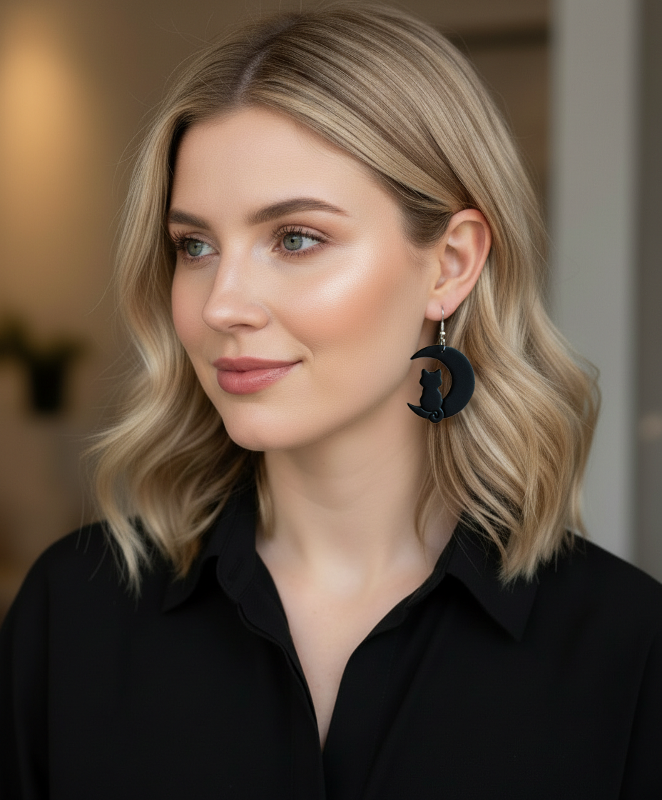 Modelo pendientes CatMoon Negros