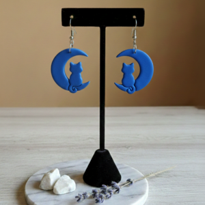 Pendientes "CatMoon Blue Matte"