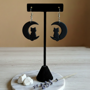 Pendientes "CatMoon Noir Matte"