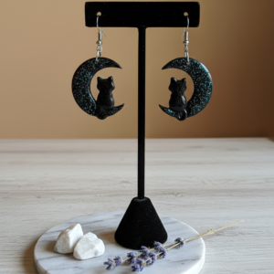 Pendientes "CatMoon Noir"