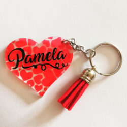 LLAVERO CORAZON ROJO Y NEGRO