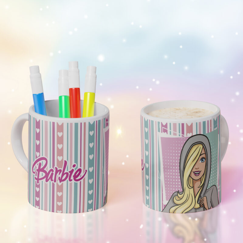 NICI Barbie Tasse Mit Delphin Zuma – Süße Keramiktasse Für Barbie-Fans, Ca. 8x10 Cm